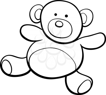Black and White Cartoon Illustration of Teddy Bear Toy Clip Art Coloring Book