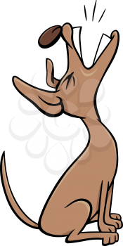 Cartoon Illustration of Dog Animal Character Barking or Howling