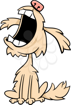 Cartoon Illustration of Shaggy Little Dog Animal Character Barking or Howling