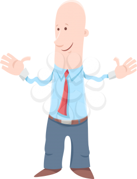 Cartoon Illustration of Funny Businessman or Man in Suit Character