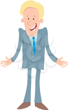 Cartoon Illustration of Businessman or Man at Work Character