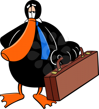 Cartoon Illustration of Duck Businessman Animal Character