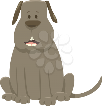 Cartoon Illustration of Gray Dog Animal Character