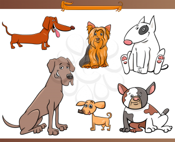 Cartoon Illustration of Purebred Dog Characters Set