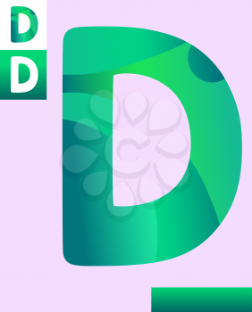 Cartoon Illustration of Capital Letter D Modern Alphabet Design