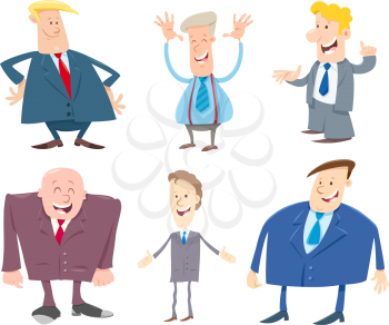 Cartoon Illustration of Businessmen or Manager Characters in Suits