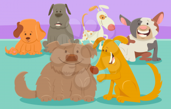 Cartoon Illustration of Dogs or Puppies Animal Characters Group