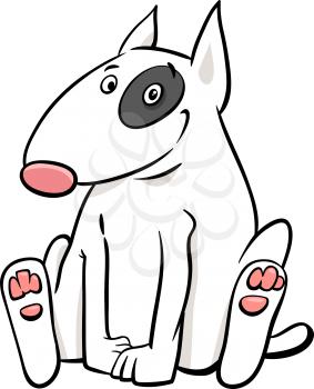 Cartoon Illustration of Funny Bull Terrier Dog Animal Character