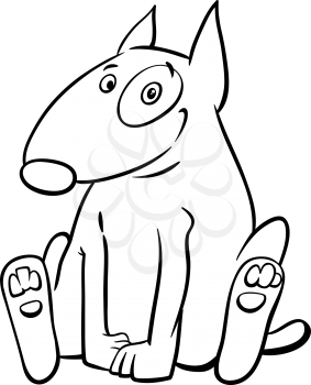 Black and White Cartoon Illustration of Funny Bull Terrier Dog Animal Character Coloring Book