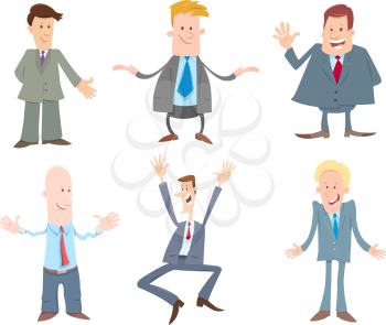 Cartoon Illustration of Businessmen or Managers Character in Suits