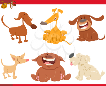 Cartoon Illustration of Happy Dogs Animal Characters Set