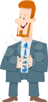 Cartoon Illustration of Boss or Businessman Comic Character
