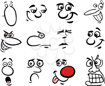 Cartoon People Faces and Emotions for Comics or Design Graphic Set