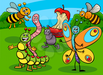 Cartoon Illustration of Funny Insects and Bugs Animal Characters Group