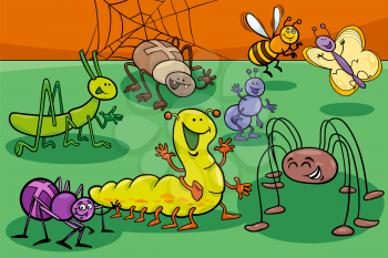 Cartoon Illustration of Cute Insects and Bugs Animal Characters Group