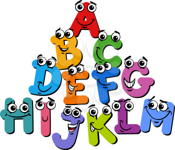 Cartoon Illustration of Funny Capital Letter Characters Alphabet Group