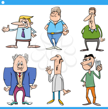 Cartoon Illustration Set of Funny Men People Characters