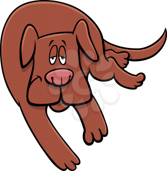 Cartoon Illustration of Funny Sleepy Brown Dog Comic Animal Character