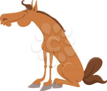 Cartoon illustration of happy horse farm animal comic character