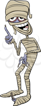 Cartoon Illustration of Funny Mummy Halloween Character
