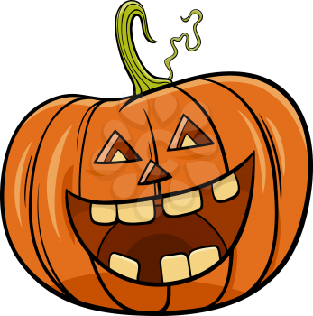 Cartoon Illustration of Halloween Jack-O'-Lantern Pumpkin Character