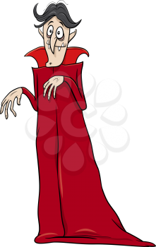 Cartoon Illustration of Funny Vampire or Count Dracula Halloween Character