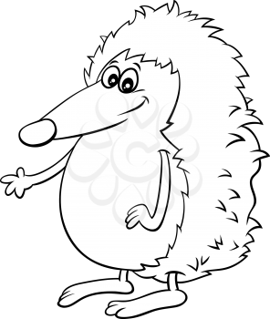 Black and White Cartoon illustration of Comic Hedgehog Wild Animal Character Coloring Book Page
