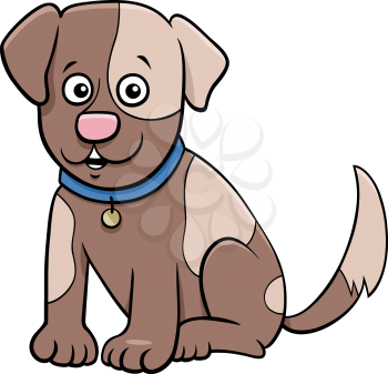 Cartoon Illustration of Funny Spotted Puppy or Dog Comic Animal Character