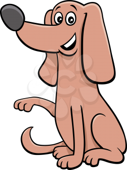 Cartoon Illustration of Funny Dog Comic Animal Character Giving Paw