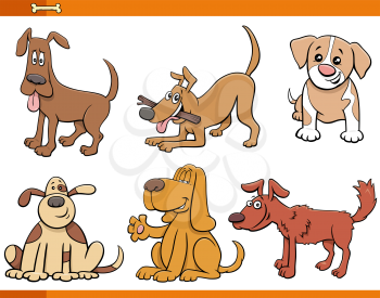 Cartoon Illustration of Funny Dogs and Puppies Comic Animal Characters Set