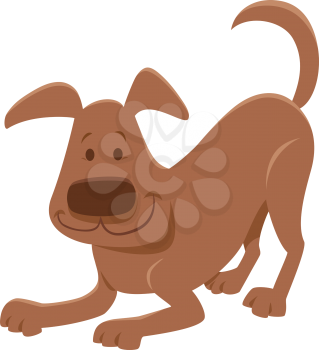 Cartoon Illustration of Playful Brown Dog Animal Character