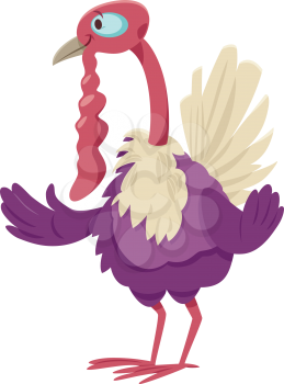 Cartoon illustration of funny turkey farm bird comic animal character