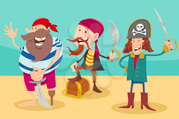 Cartoon Illustration of Funny Pirates Funny Fantasy Characters