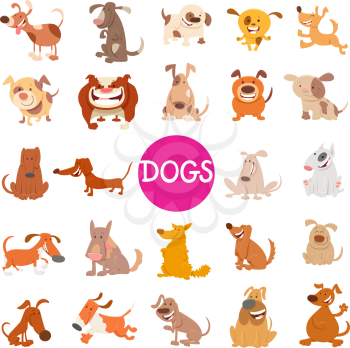 Cartoon Illustration of Cute Dogs Pet Animal Characters Large Set