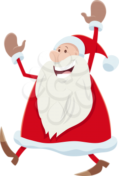 Cartoon illustration of happy Santa Claus comic character celebrating Christmas time
