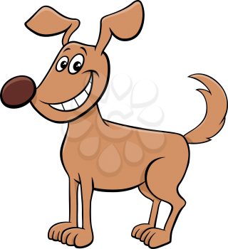 Cartoon Illustration of Happy Dog or Puppy Comic Animal Character