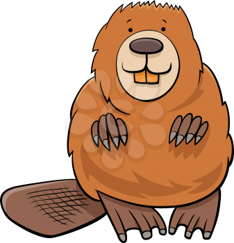 Cartoon Illustration of Funny Beaver Wild Animal Character