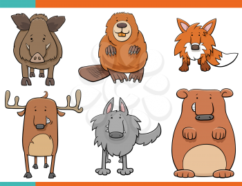 Cartoon Illustration of Funny Wild Animals Comic Characters Collection