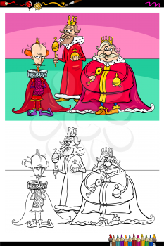 Cartoon Illustration of Kings Fantasy Characters Coloring Book Activity