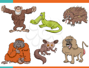 Cartoon Illustration of Wild Animals Comic Characters Set