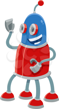 Cartoon Illustration of Robot or Droid Funny Science Fiction Character