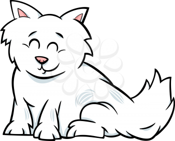 Cartoon Illustration of Cute Fluffy Cat or Kitten Animal Character