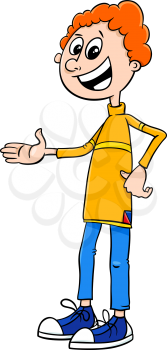 Cartoon Illustration of Elementary Age or Teenager Boy Character