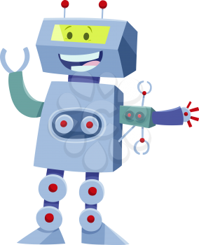 Cartoon Illustration of Funny Robot Fantasy or Science Fiction Character