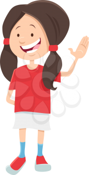 Cartoon Illustration of Happy Teen Girl or Young Woman Character