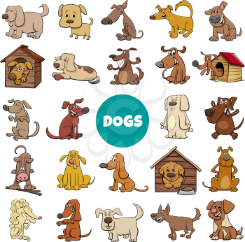 Cartoon Illustration of Dogs and Puppies Pet Animal Characters Big Collection