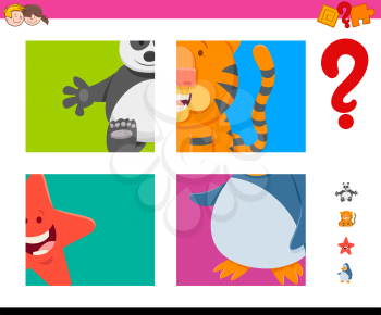 Cartoon Illustration of Educational Game of Guessing Animals for Preschool Kids