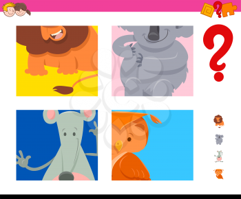 Cartoon Illustration of Educational Game of Guessing Animals for Kids