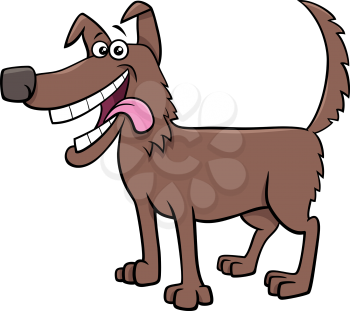 Cartoon Illustration of Happy Brown Dog Comic Animal Character