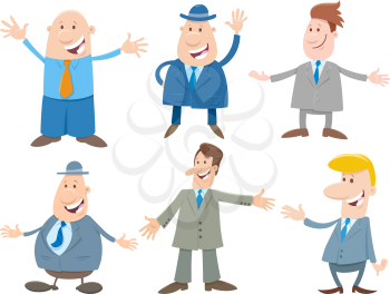 Cartoon Illustration of Happy Men or Businessmen People Comic Characters Set